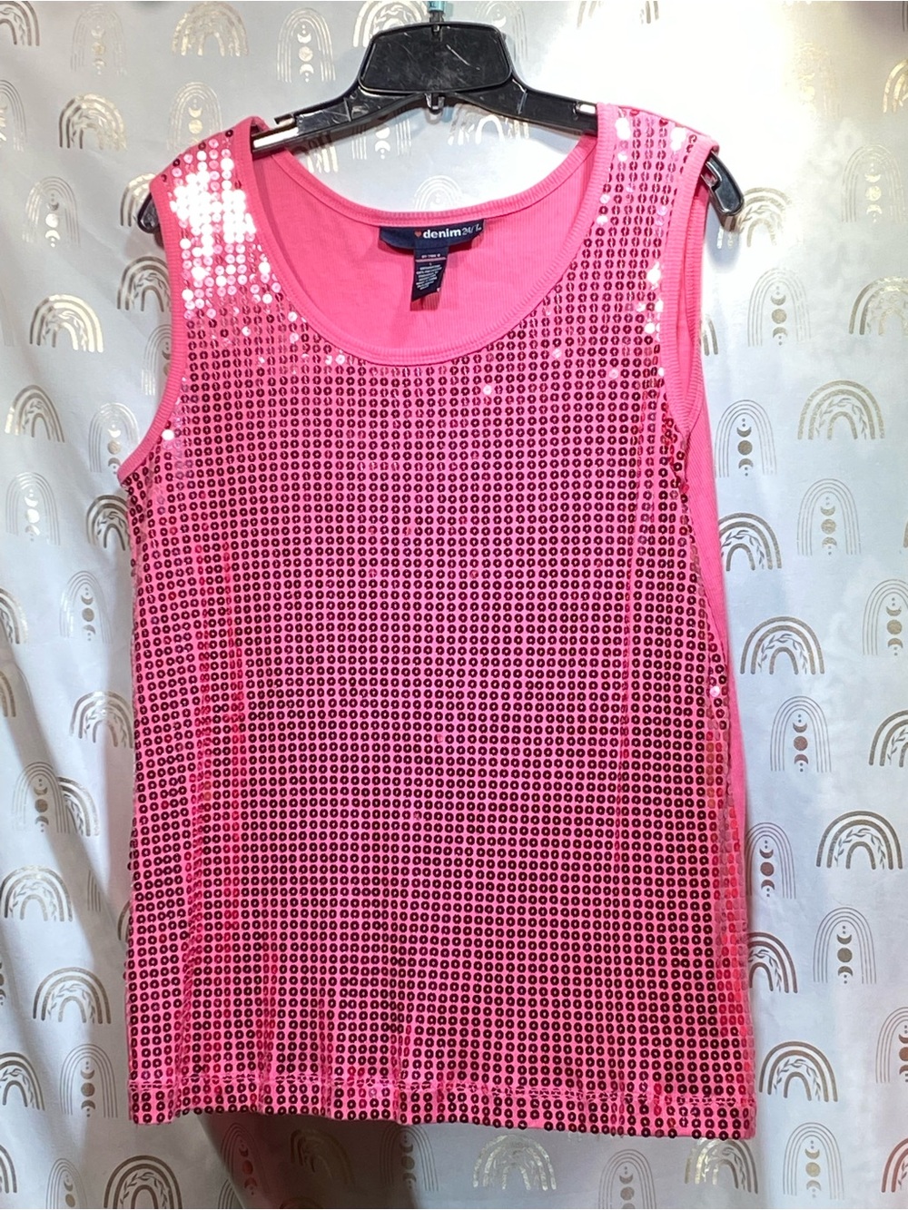 Denim 24/7 Hot Pink Sequin Tank Top